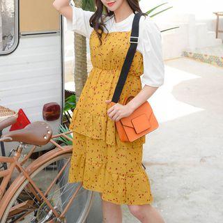 Spaghetti-strap Layered Chiffon Dress