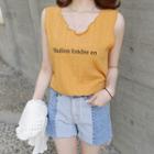 Sleeveless Letter Print Ribbed Top