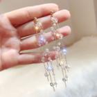 Faux Crystal Fringed Earring 1 Pair - E2035 - Silver - Tassel - Crystal - One Size