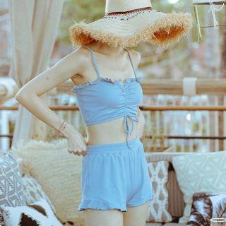 Set: Spaghetti Strap Swim Top + Shorts + Bottom