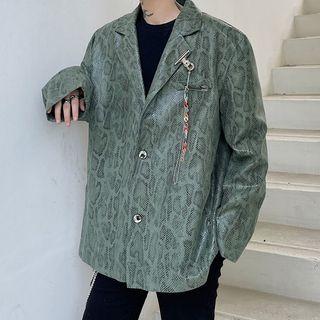 Faux Leather Blazer Jacket