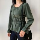 Square-neck Band-waist Top