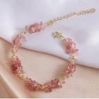 Crystal Beaded Chain Bracelet Pink Crystal - Gold - One Size