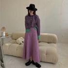 Houndstooth Cardigan / Midi A-line Skirt