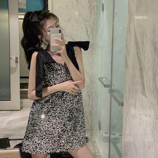 Sequined Sleeveless Mini Shift Dress As Shown In Figure - One Size