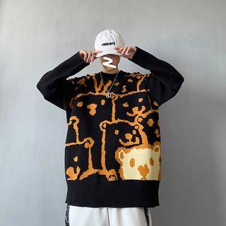 Printed Bear Loose-fit Sweater