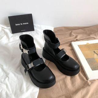 Faux Leather Mary Jane Short Boots