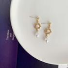 Faux-pearl & Rhinestone Ear Studs As Shown In Figure - One Size