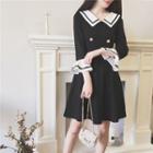 Bell-sleeve Double-breasted A-line Dress