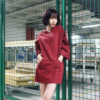 3/4-sleeve Hooded A-line Dress