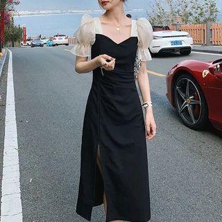 Puff-sleeve Paneled A-line Dress (various Designs)