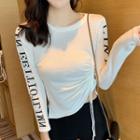 Drawstring Lettering Knit Top