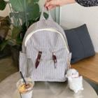 Striped Backpack / Animal Plush Charm