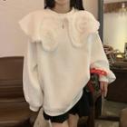 Frill Trim Wide-collar Sweater