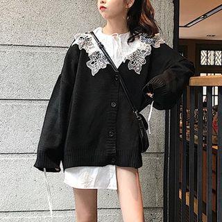 Lace Collar Long Sleeve Blouse / Cardigan
