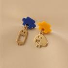 Puzzle Ghost Asymmetrical Dangle Earring 1 Pair - Gold - One Size
