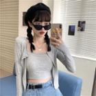 Cropped Cardigan / Spaghetti Strap Crop Top