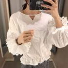 Ruffle Sleeve Loose-fit Long-sleeve Blouse