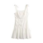 Tie-strap Plain Mini A-line Dress