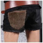 Distressed Furry Panel Denim Shorts
