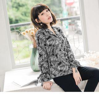 Leaves Print Chffion Blouse