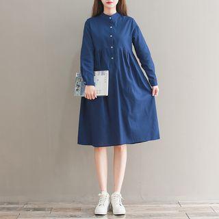 Stand-collar Long Sleeve Dress
