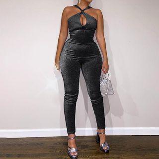 Halter Glitter Jumpsuit