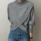 Mock-turtleneck Paneled Sweater Gray - One Size