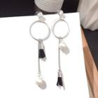 Faux Pearl Drop Earring Silver Steel Earring - One Size