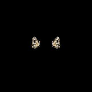 Rhinestone Butterfly Earring 1 Pair - S925 Silver Stud Earrings - White & Gold - One Size