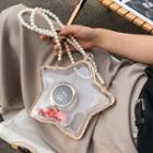 Faux Pearl Strap Star Crossbody Bag Transparent - One Size