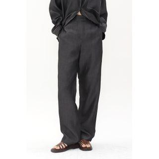Textured Denim Wide-leg Pants