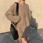 Asymmetric-hem Oversize Knit Top
