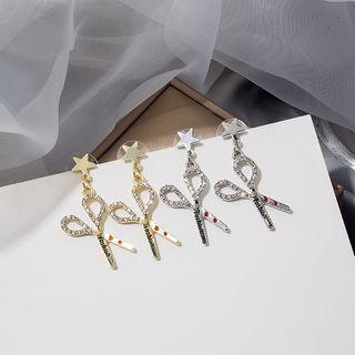 Star Scissors Rhinestone Alloy Dangle Earring