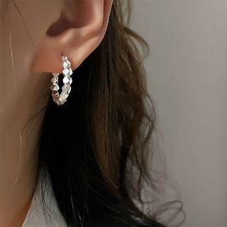 Sterling Silver Hoop Earring 1 Pair - E1186 - Silver - One Size