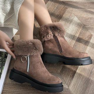 Platform Faux-fur Trim Short Boots