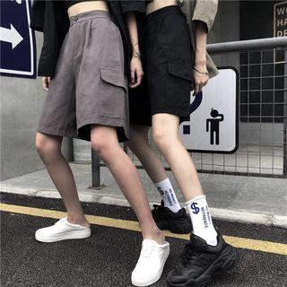 Side-pocket High-waist Casual Shorts