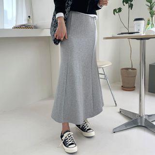 Band-waist Slit-side Mermaid Skirt
