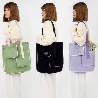 Contrast Trim Canvas Shopper Bag