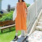 Short-sleeve Paneled Knit Dress