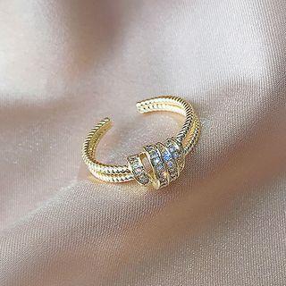 Rhinestone Open Ring Silver & Gold - One Size