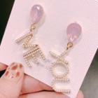 Waterdrop-shaped Lettering Pearl Drop Earring  - Love