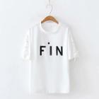 Short-sleeve Lace Up Lettering T-shirt