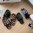 Checkered Fluffy Slippers