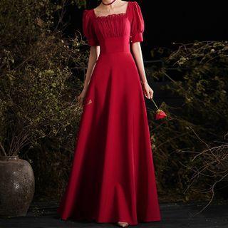 Short-sleeve Square-neck A-line Gown (various Designs)