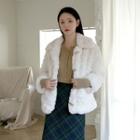 Toggle-button Faux-fur Jacket Ivory - One Size