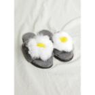 Sunny-side-up Egg Faux-fur Slippers