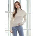 High-neck Cape-collar Knit Top