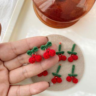 Flocking Cherry Dangle Earring 1 Pair - Red & Green - One Size
