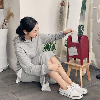 Set: Layered-hem Hoodie + H-line Midi Skirt